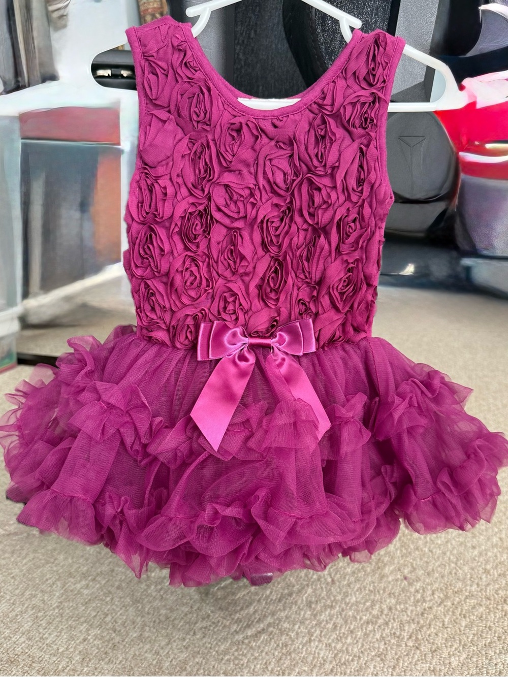 Popatu Bright Fuchsia Ruffle Tulle Dress